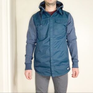 Ride Snowboards Men’s Snap Button Removable Hood Shirt Jacket Size Small